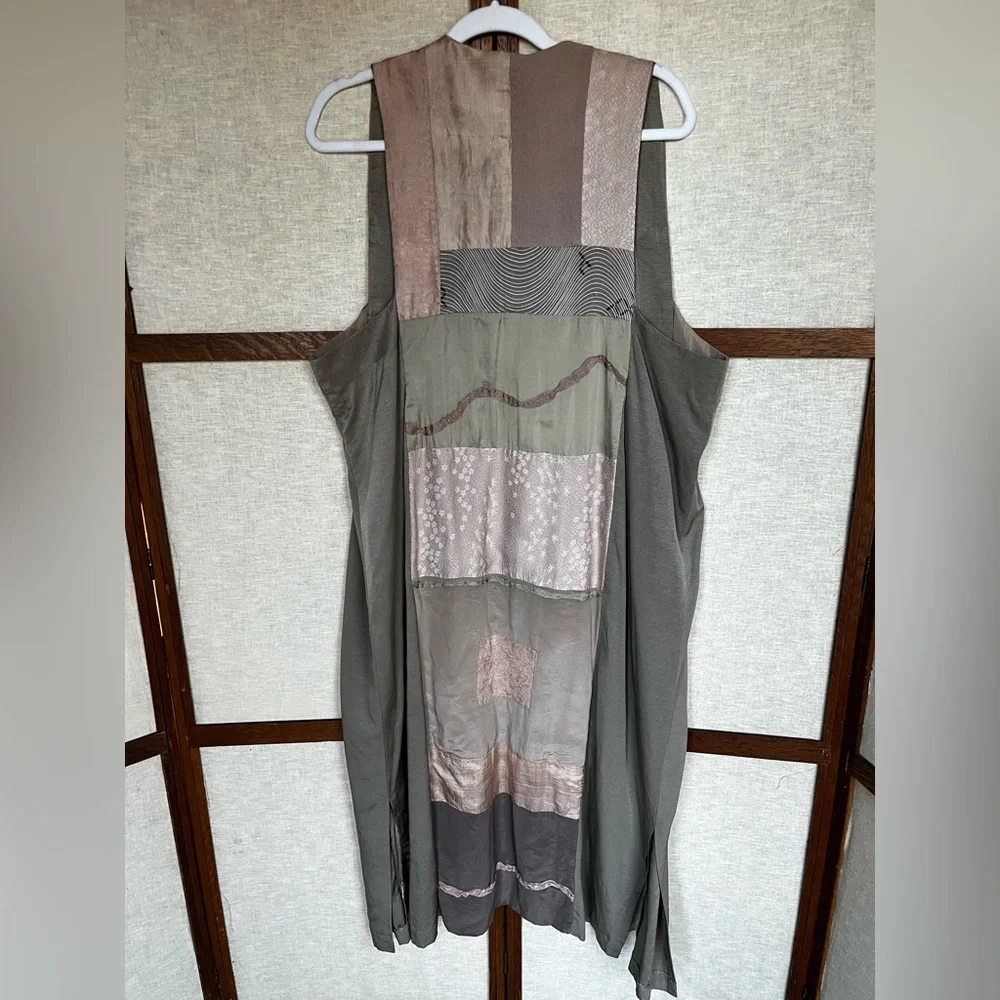 Nancy Gary Vintage Silk Artisan Patchwork Dress and Long Vest - Large - Picture 7 of 16